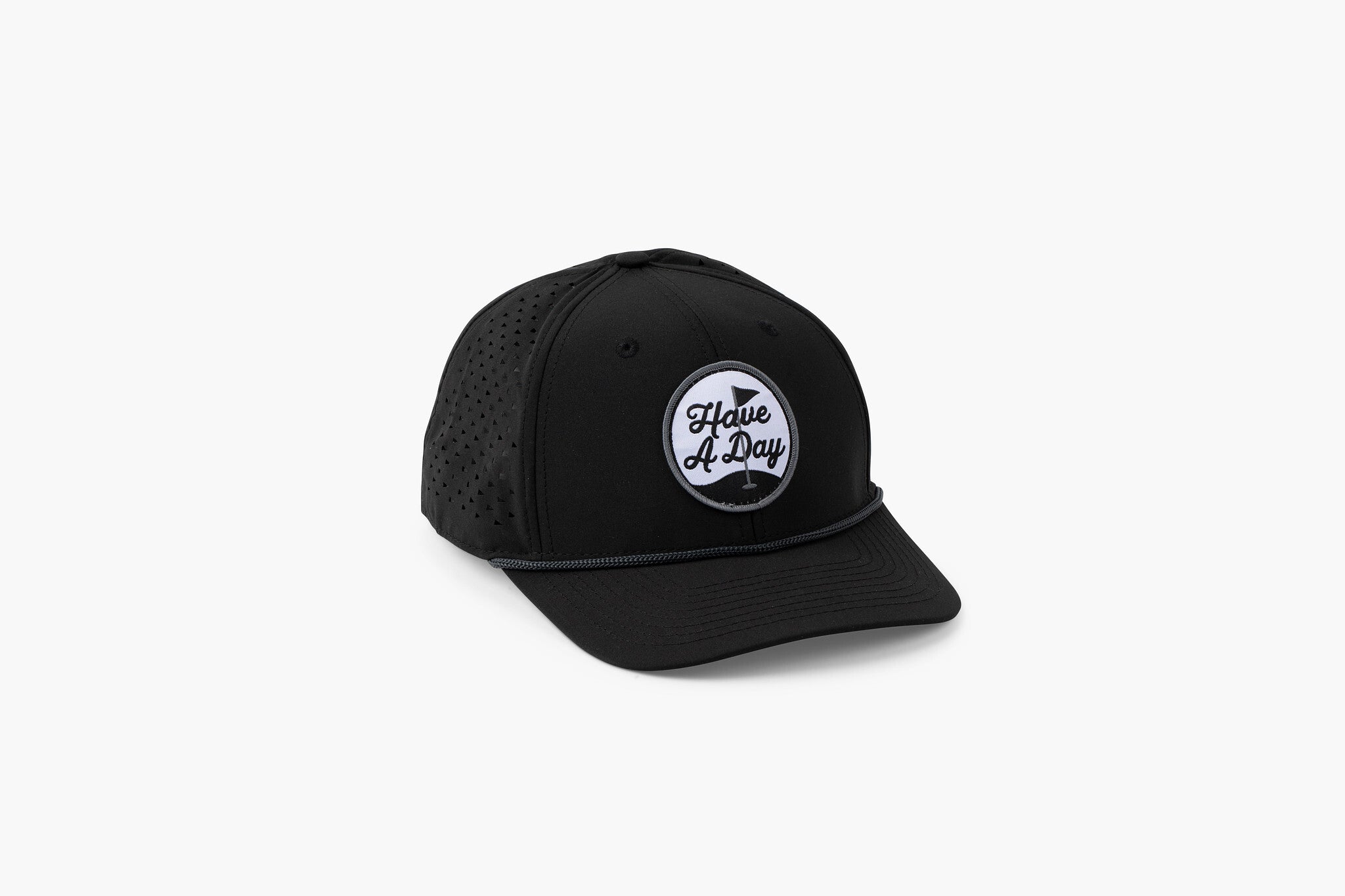 Have A Day Perforated Patch Hat - Black
