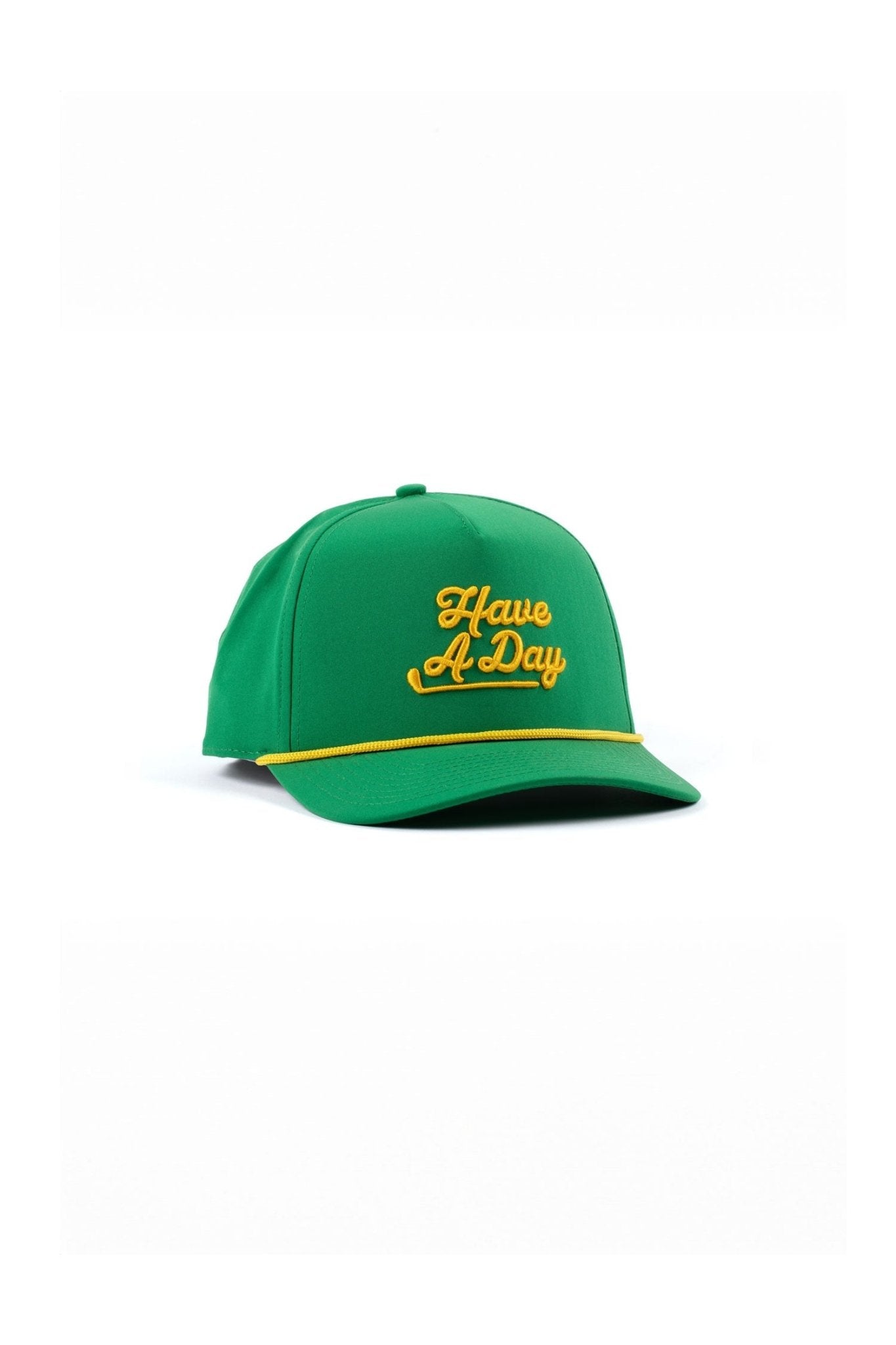 Have a Day Green and Gold Rope Hat